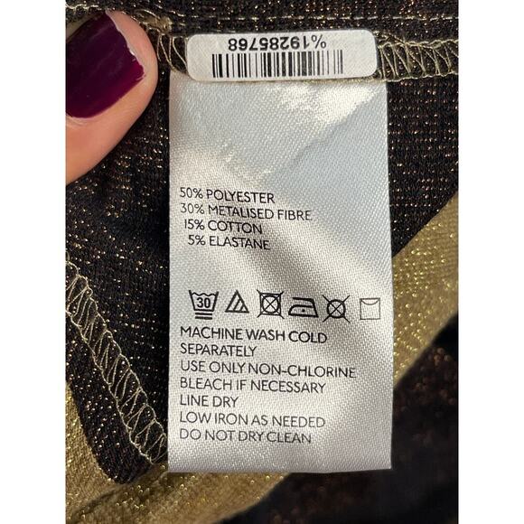 Free People Gold Brown Glitter Pleated Mini Trapeze Dress Women's Size Small - Picture 5 of 5